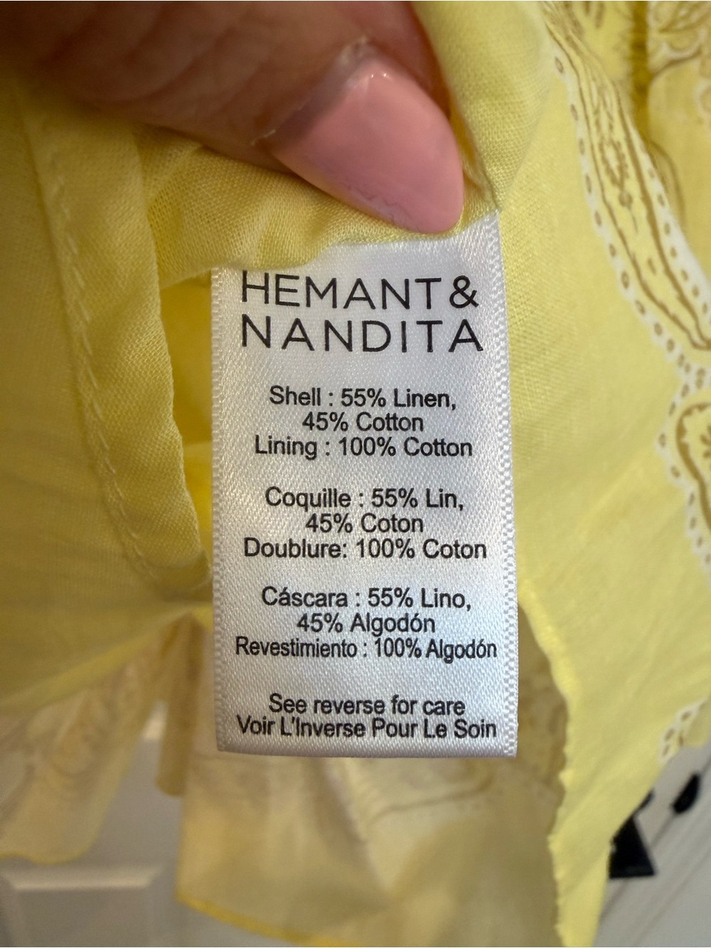NWT HEMANT & NANDITA Fiza Tube Strapless Dress Yellow Linen Mini Medium - Picture 11 of 11